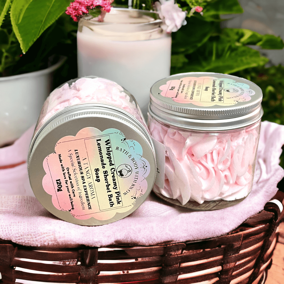 Indulge in Luxury with Whipped Creamy Pink Lemonade Sherbet Bath Soap - A Tangy Aroma 120g