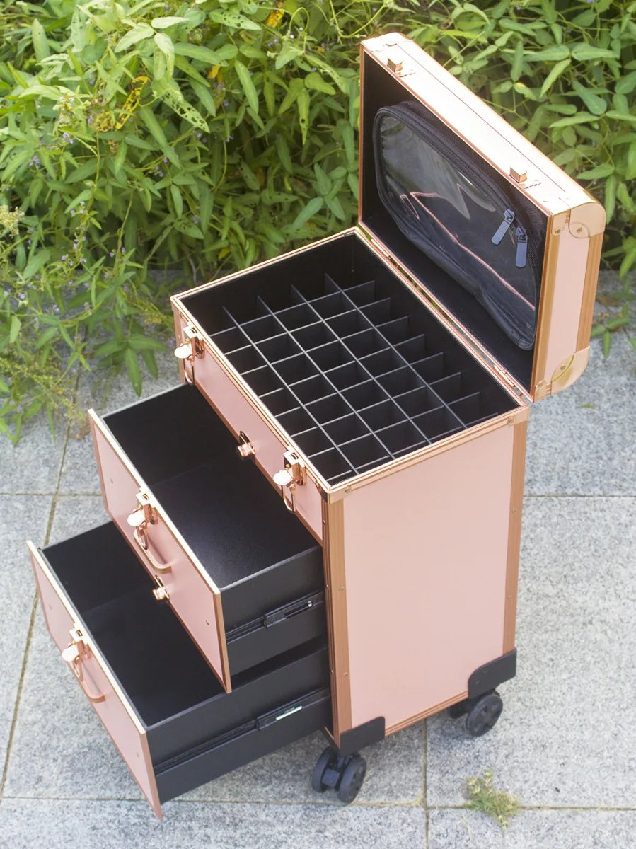 New Professional Cosmetic Case on Wheels: Multi-Function Beauty Trolley Rolling Luggage Case