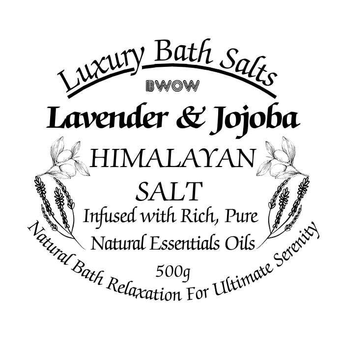 Premium Luxury Relaxation Bath Salts - Rich Mineral Himalayan Salt, Lavender, and Jojoba Essential Oils 500g