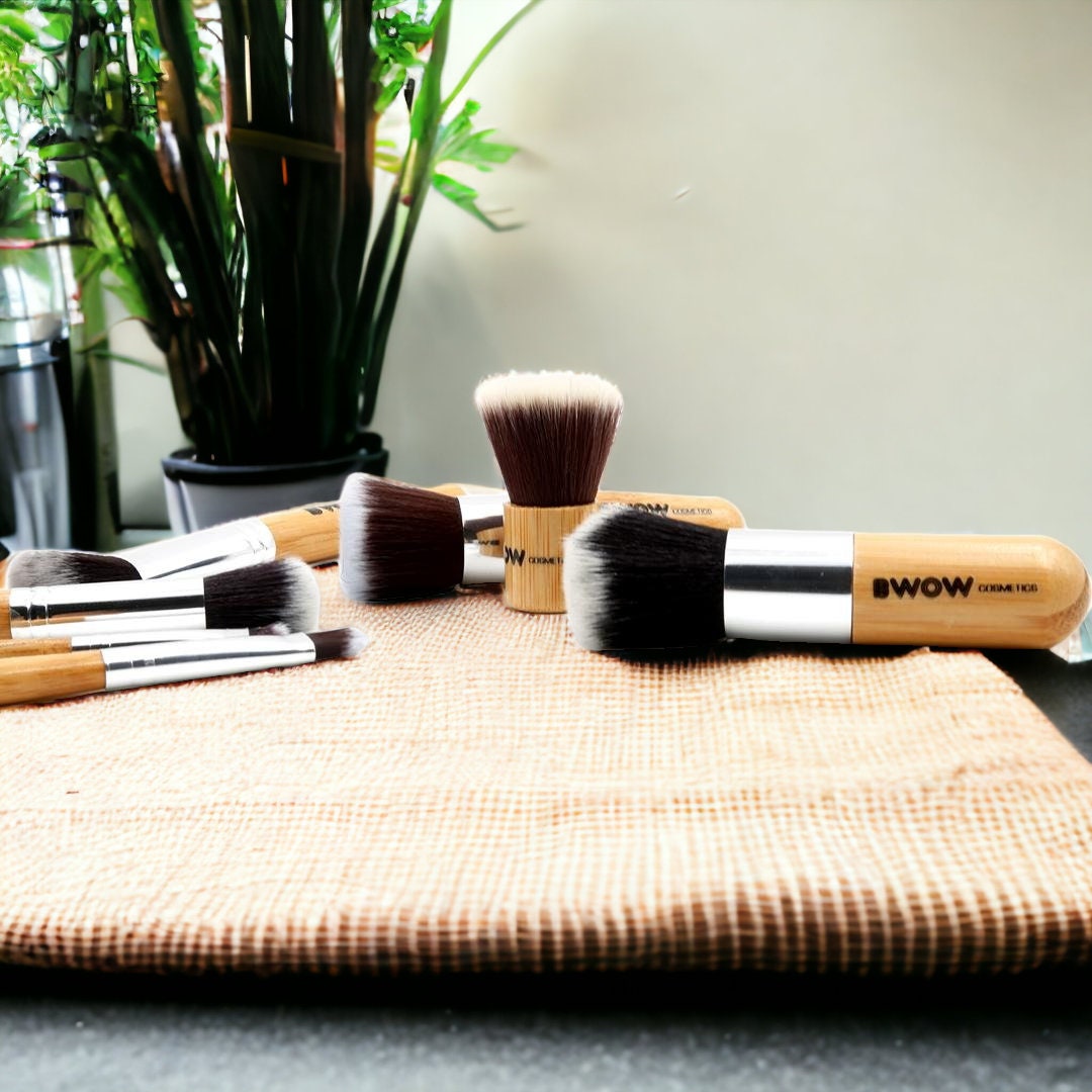 Makeup Brush Set 11 Piece Bamboo Cotton Bag