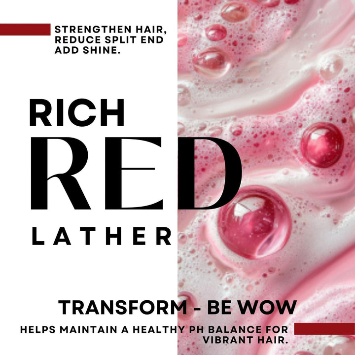Close-up of red lather texture with glossy foam detail