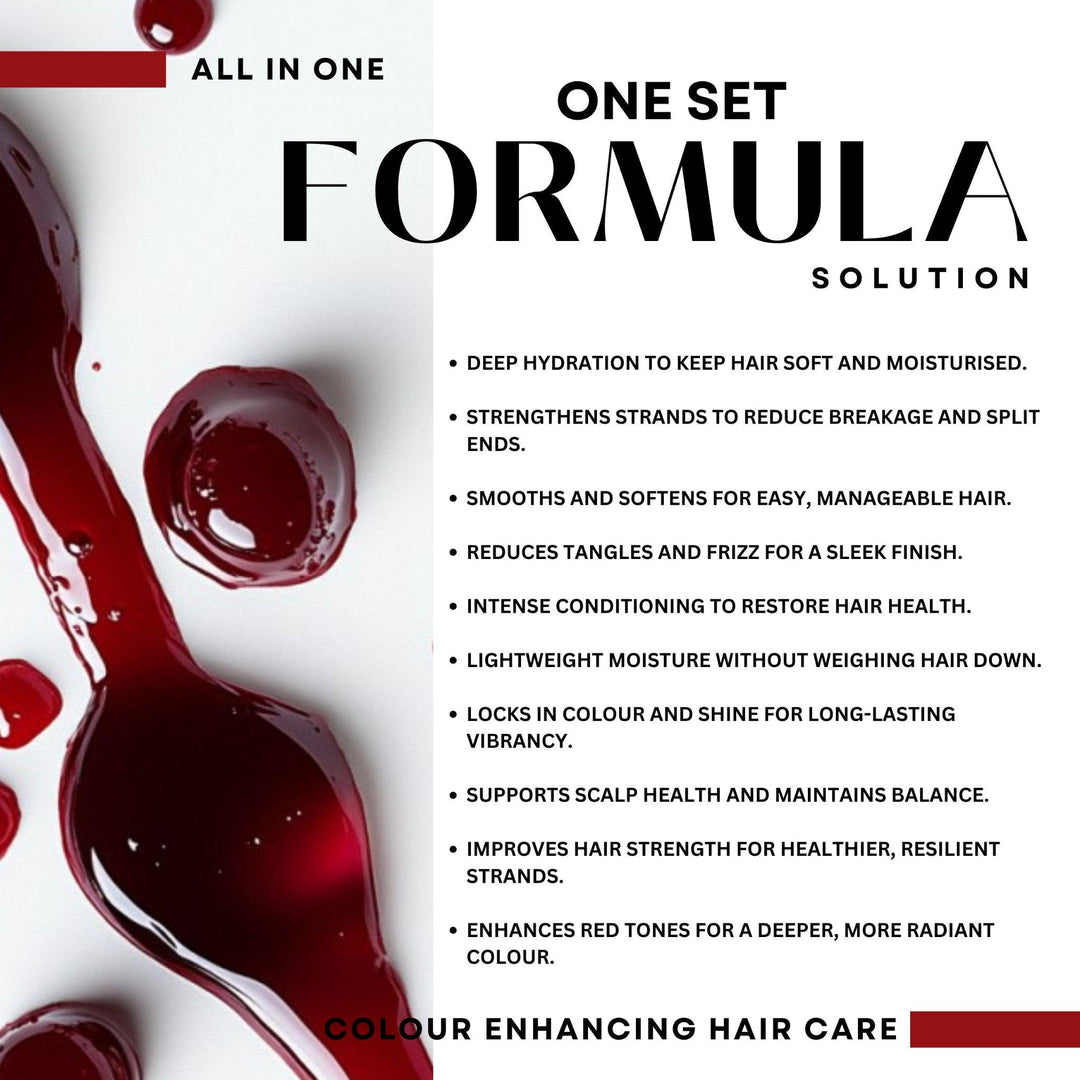 Deep red cosmetic fluid swirled on a surface showing intensity