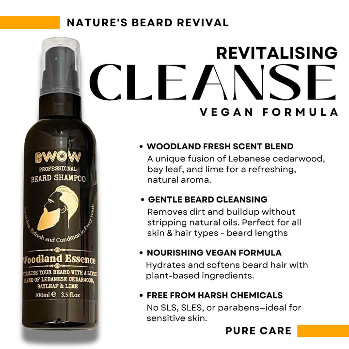 REVITALISING BEARD WASH SHAMPOO WOODLAND ESSENCE 100ml VEGAN