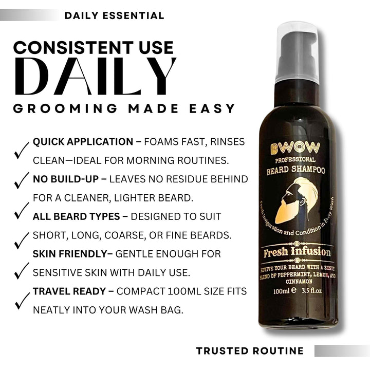 Revive Beard Wash 4 in 1 Fresh Infusion Vegan 100ml - 4-In-1 Beard Shampoo - Vegan Beard Wash - Travel-Friendly Beard Care