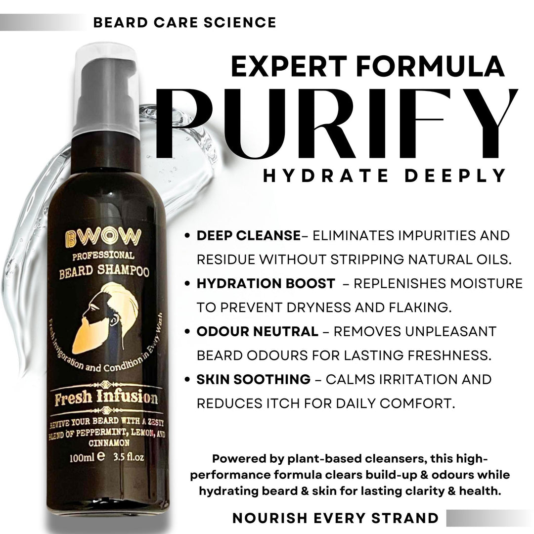Revive Beard Wash 4 in 1 Fresh Infusion Vegan 100ml - 4-In-1 Beard Shampoo - Vegan Beard Wash - Travel-Friendly Beard Care