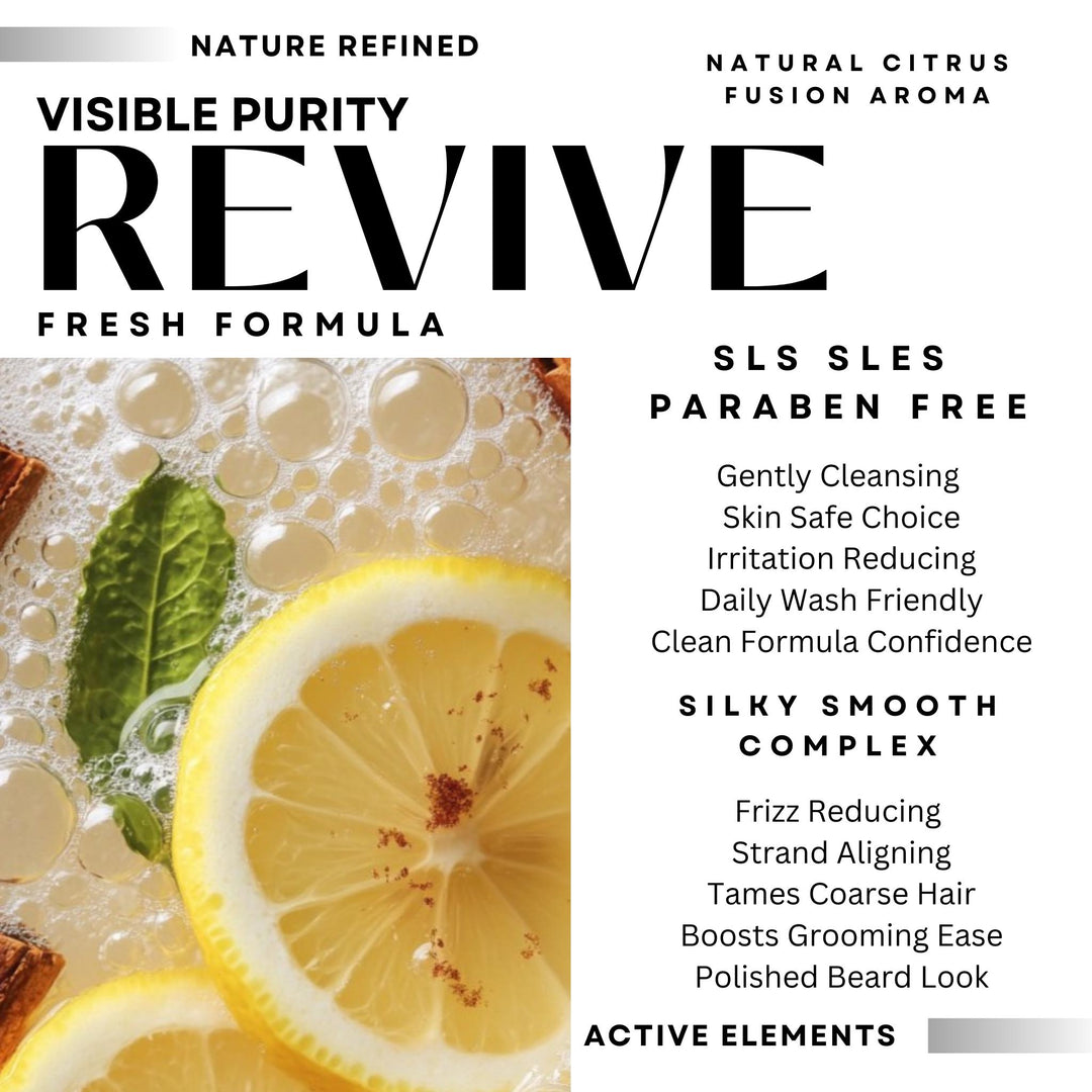 Revive Beard Wash 4 in 1 Fresh Infusion Vegan 100ml - 4-In-1 Beard Shampoo - Vegan Beard Wash - Travel-Friendly Beard Care