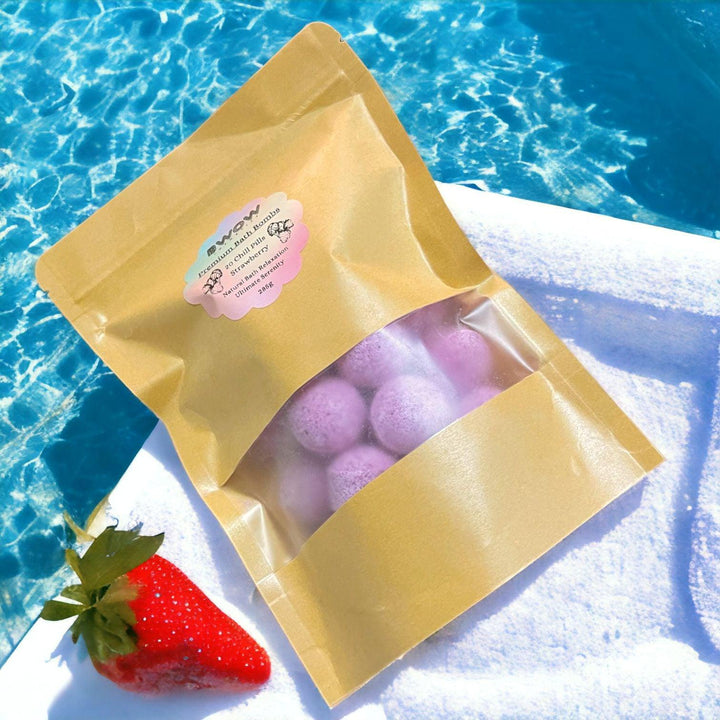 Strawberry Serenity Bliss 20 Bath Bomb Chill Pills - BWOW Cosmetics