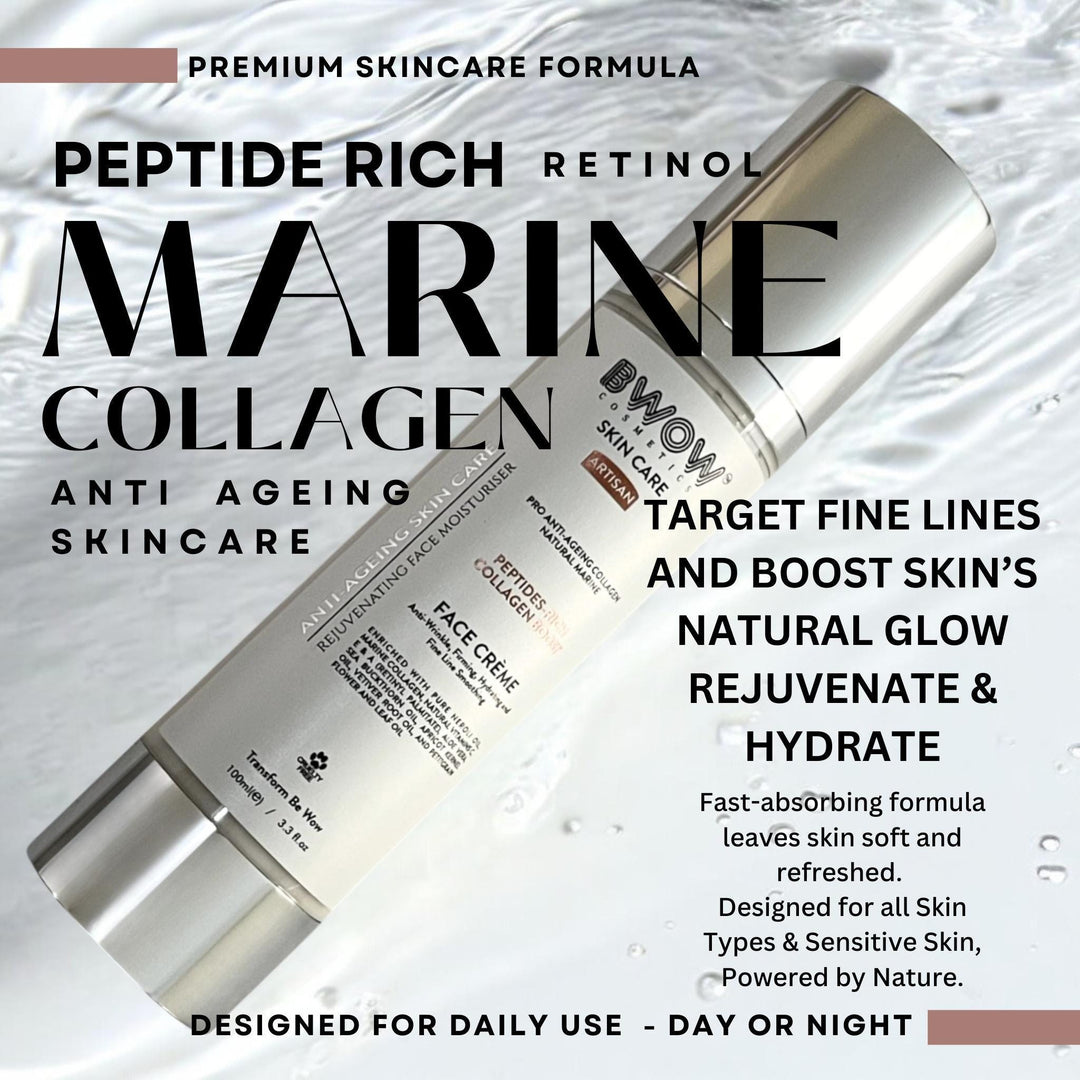 Anti-Ageing Marine Collagen Face Cream with Retinol &amp; Peptides – Deep Hydration &amp; Firming Formula - BWOW Cosmetics