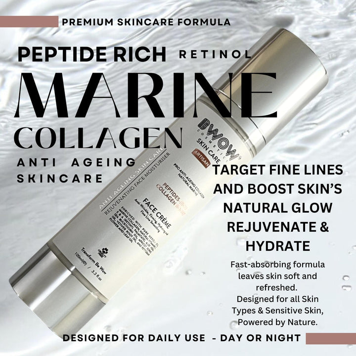 Anti-Ageing Marine Collagen Face Cream with Retinol &amp; Peptides – Deep Hydration &amp; Firming Formula - BWOW Cosmetics