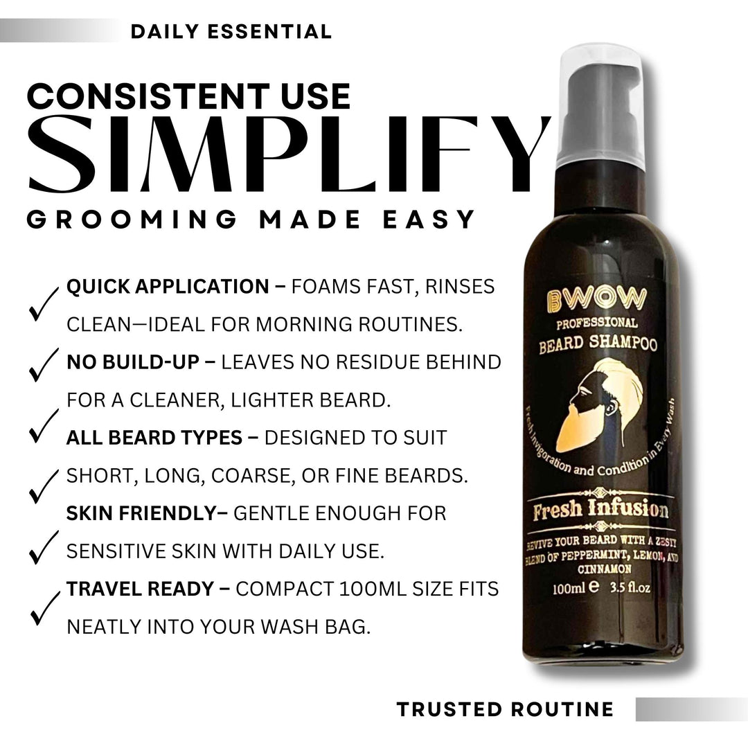 Revive Beard Wash 4 in 1 Fresh Infusion Vegan 100ml - 4-In-1 Beard Shampoo - Vegan Beard Wash - Travel-Friendly Beard Care