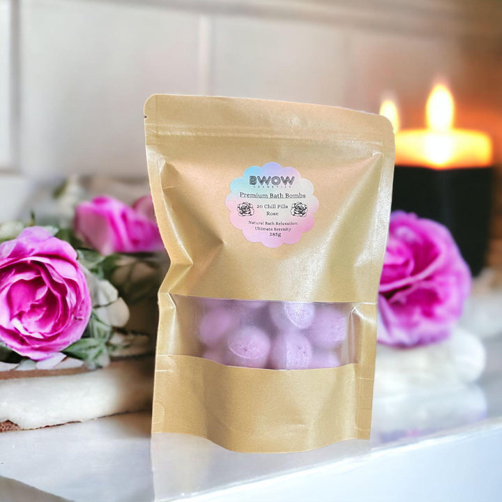 Rose Serenity Bliss 20 Bath Bomb Chill Pills - BWOW Cosmetics