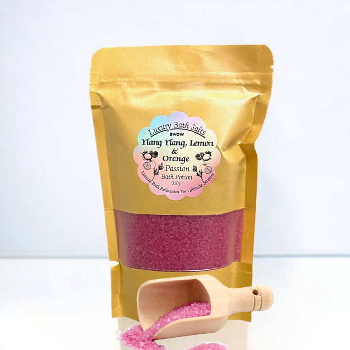 Natural Luxury Bath Salt for Complete Relax Passion: Ylang Ylang, Lemon and Orange Infused Aromatherapy Potion for a Deep Body Relaxation