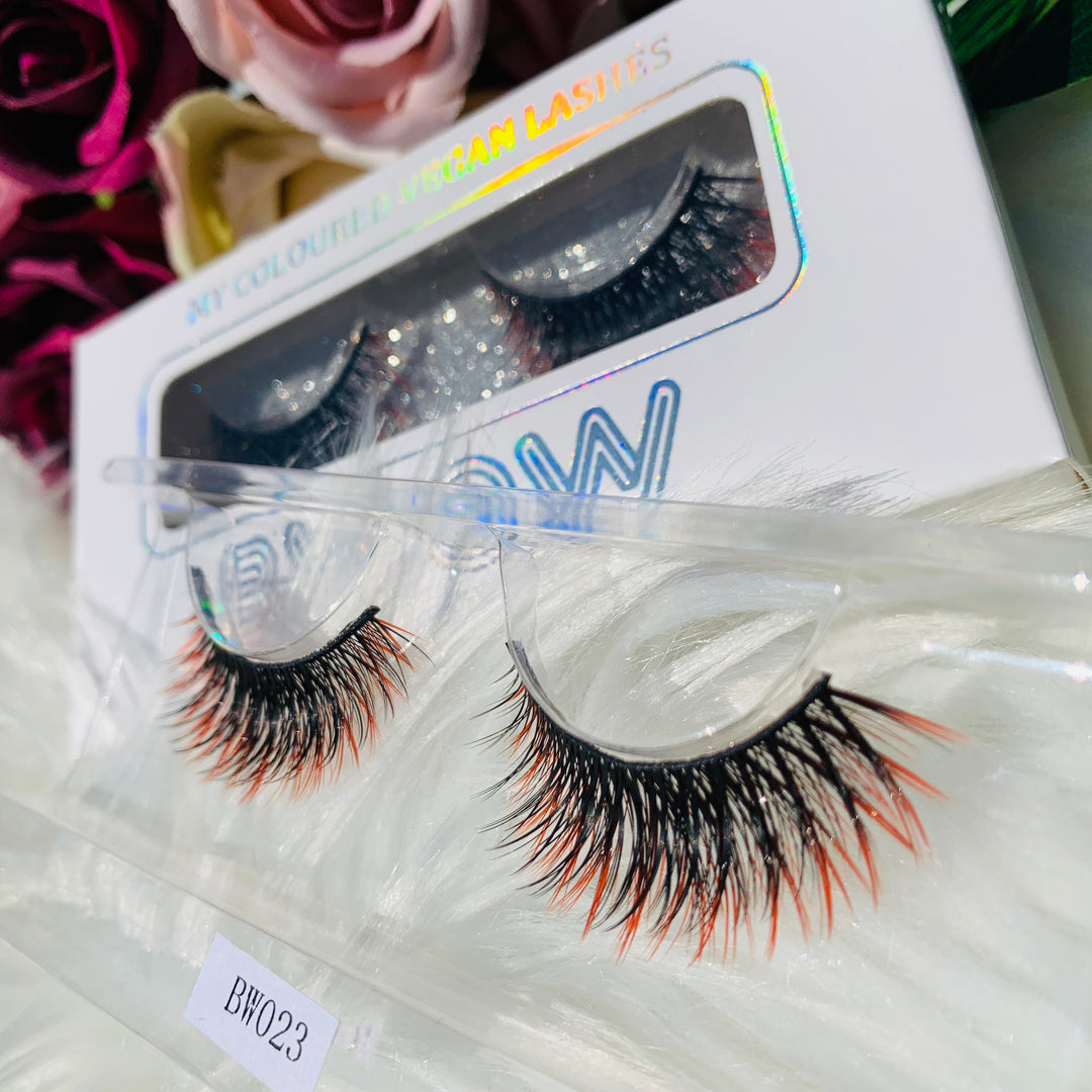 MY COLOURED VEGAN LASHES RED BWOW023 - BWOW Cosmetics