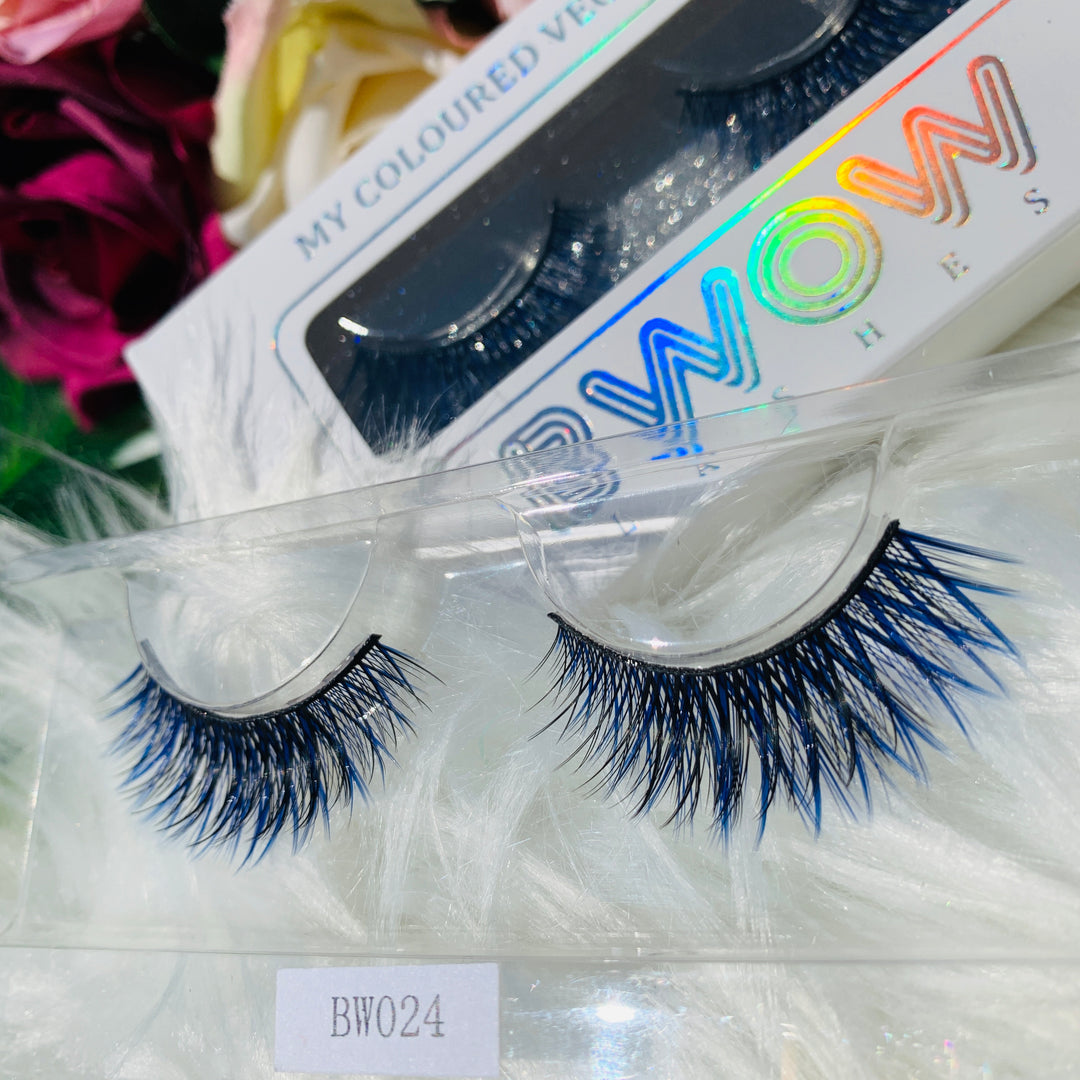 MY COLOURED VEGAN LASHES BLUE BWOW024 - BWOW Cosmetics