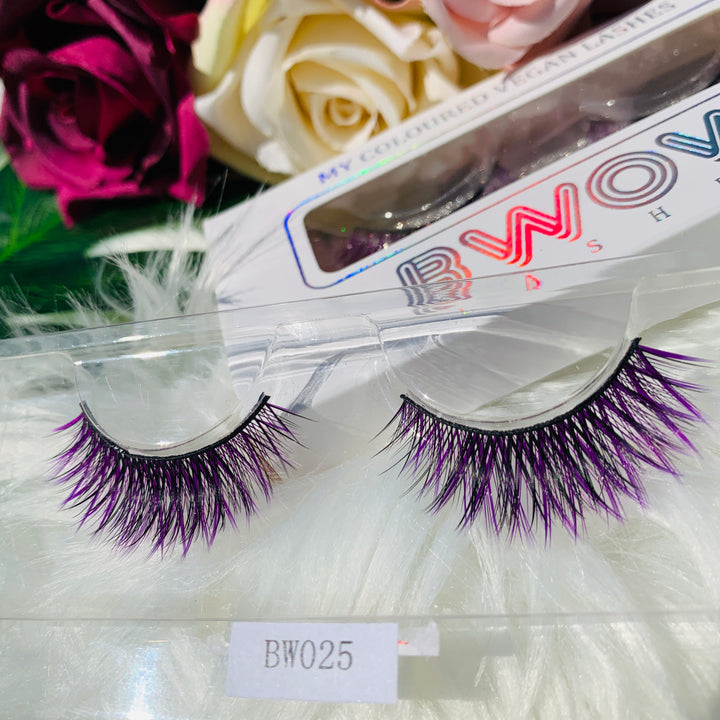 MY COLOURED VEGAN LASHES IN PURPLE BWOW025 - BWOW Cosmetics