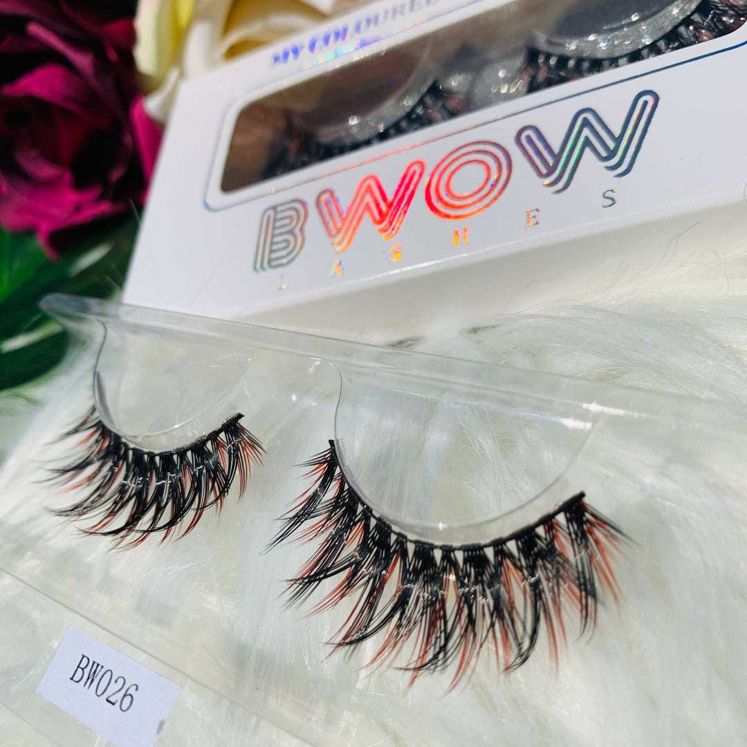 MY COLOURED VEGAN LASHES RED/BLACK BWOW026 - BWOW Cosmetics